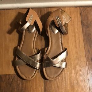 Clarks gold strappy sandals size 9